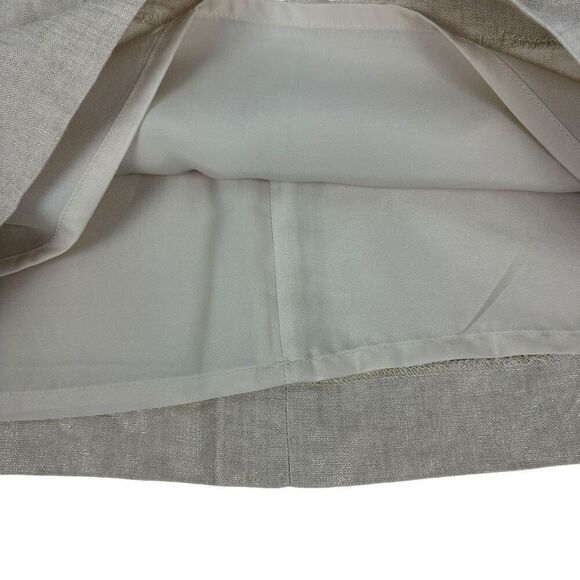 J Crew Beige Gold Metallic Linen Shift Dress Size 0 Grommet V-neck Cap Sleeve - Picture 7 of 12